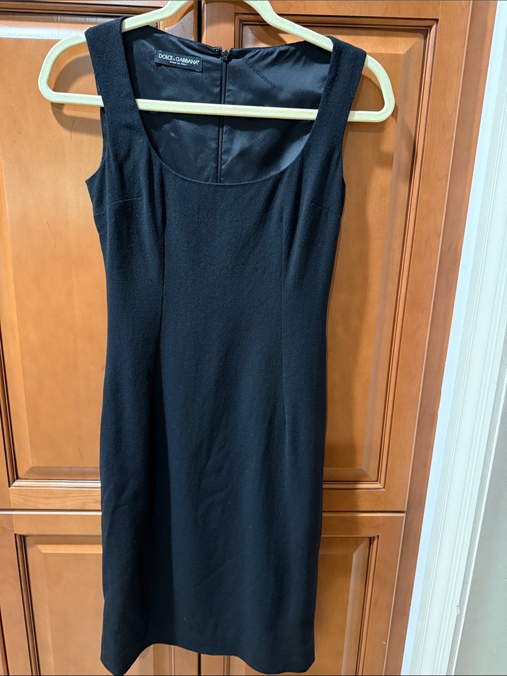 Dolce & Gabbana Black Scoop-Neck Midi Sheath Dress size 40